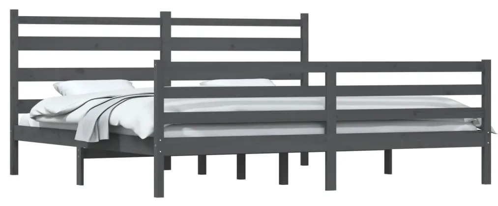 Estrutura de cama 200x200 cm pinho maciço cinzento