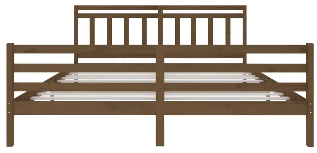 Estrutura de cama 200x200 cm madeira maciça castanho mel