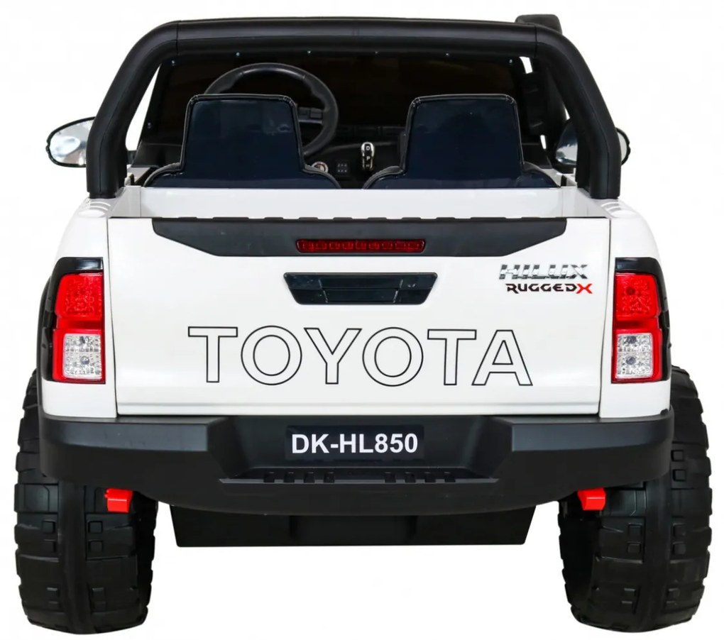 Carro elétrico para Crianças Toyota Hilux 12V, 4x4 Rodas Espuma EVA, Assento couro ecológico Branca