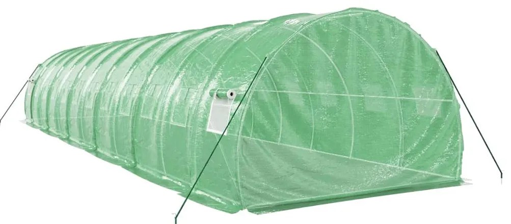 Estufa com estrutura de aço 36 m² 12x3x2 m verde