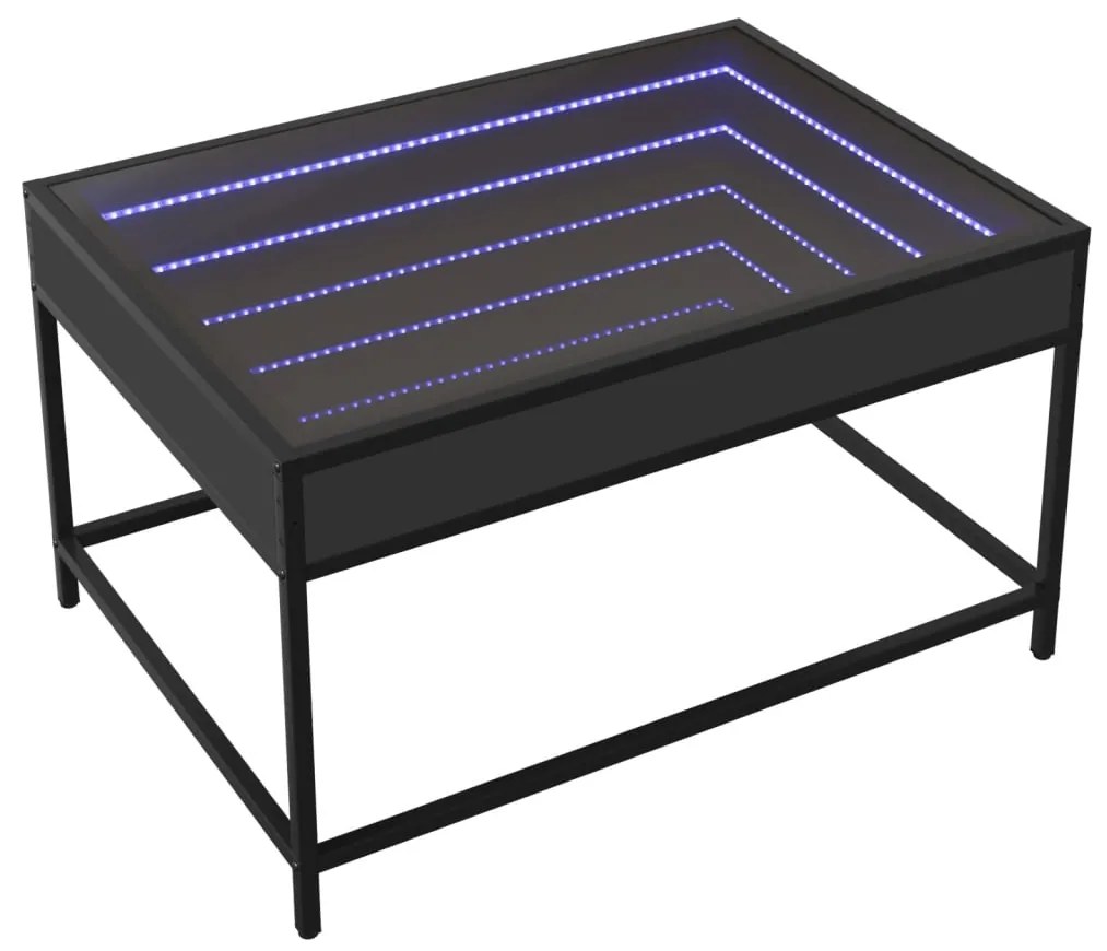 Mesa de centro luzes LED Infinity 70x50x41 cm preto