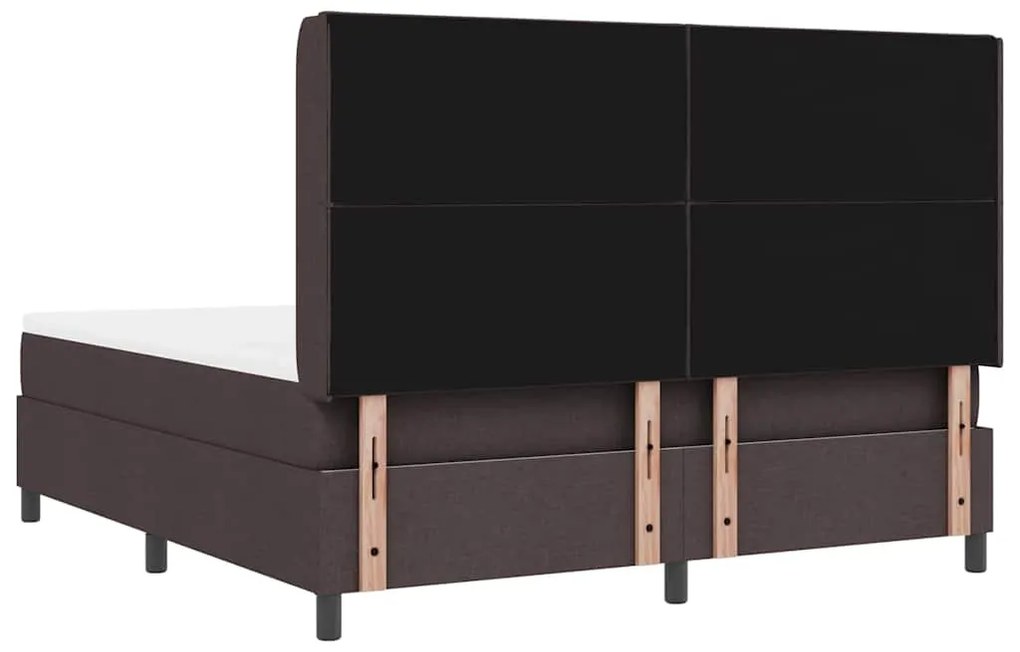 Cama Box com Colchão &amp; LED Marrom Escuro 180x200 cm, Tecido.