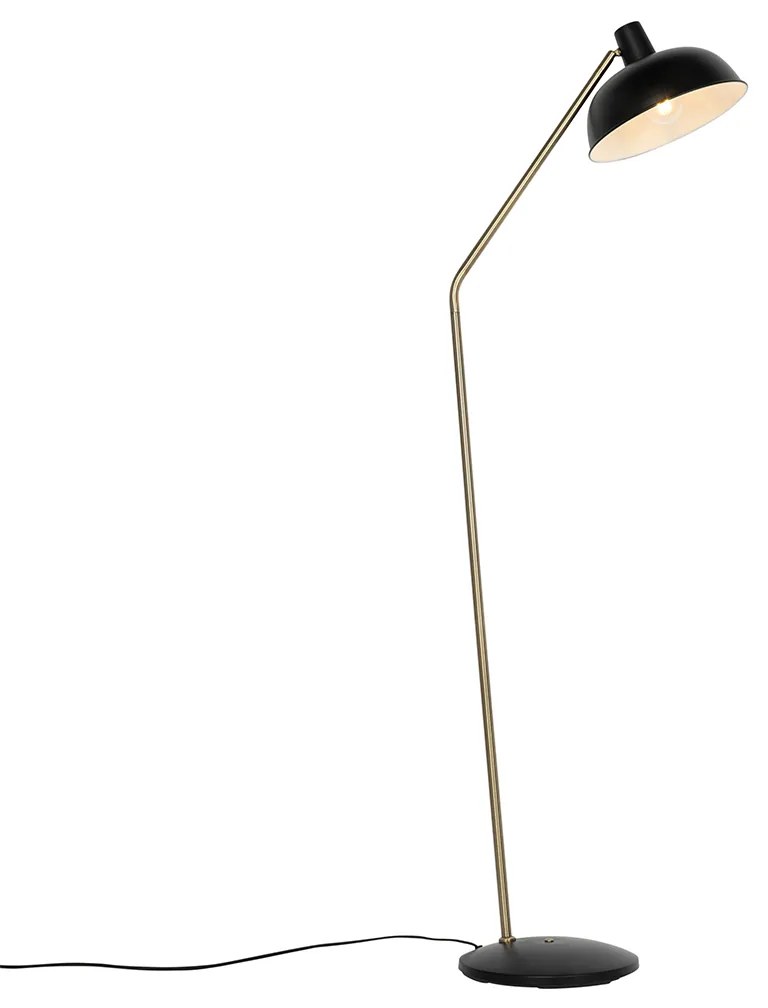 Candeeiro de pé retro preto com bronze - Milou Retro