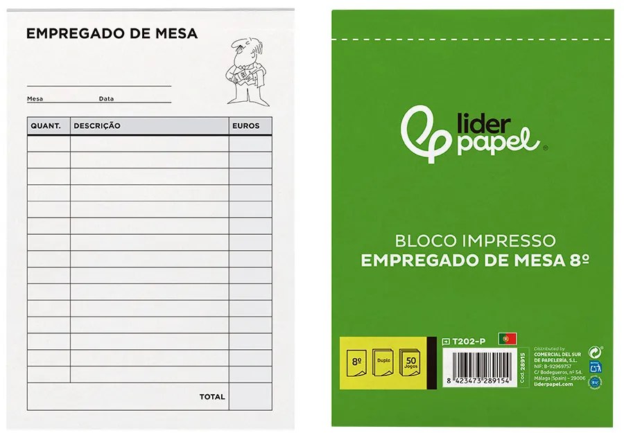 Bloco de Empregado de Mesa Duplicado 105x155 mm