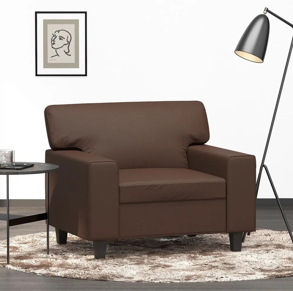 vidaXL Poltrona 60 cm couro artificial castanho
