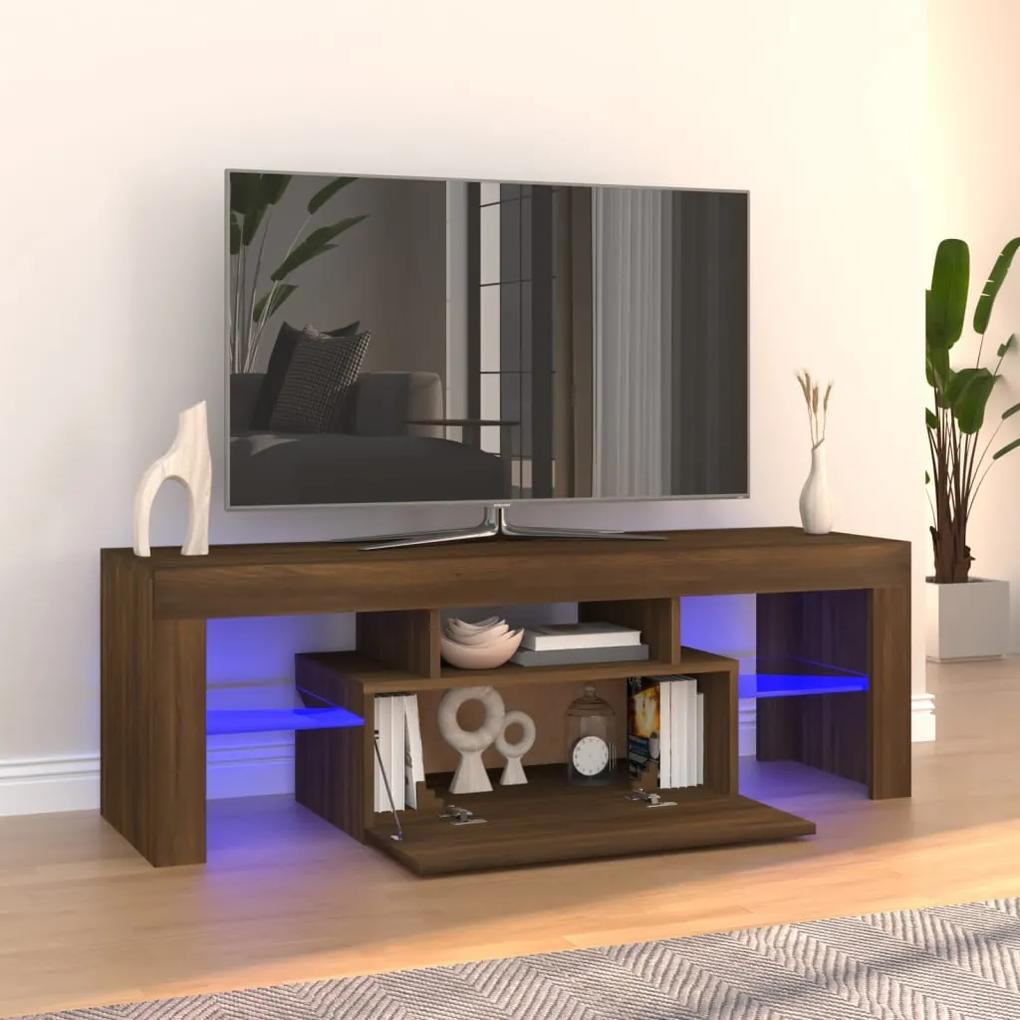 Móvel de TV Lu com Luzes LED - Nogueira - Design Moderno