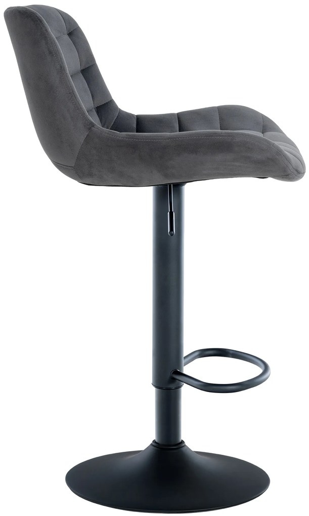 Conjunto de 2 bancos de bar Tover em veludo com estrutura preta 48 x 81-105 x 54 cm Cinzento escuro