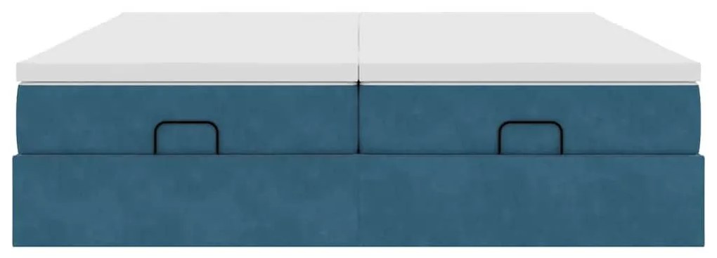 Estrutura de cama otomana com colchão azul escuro Veludo