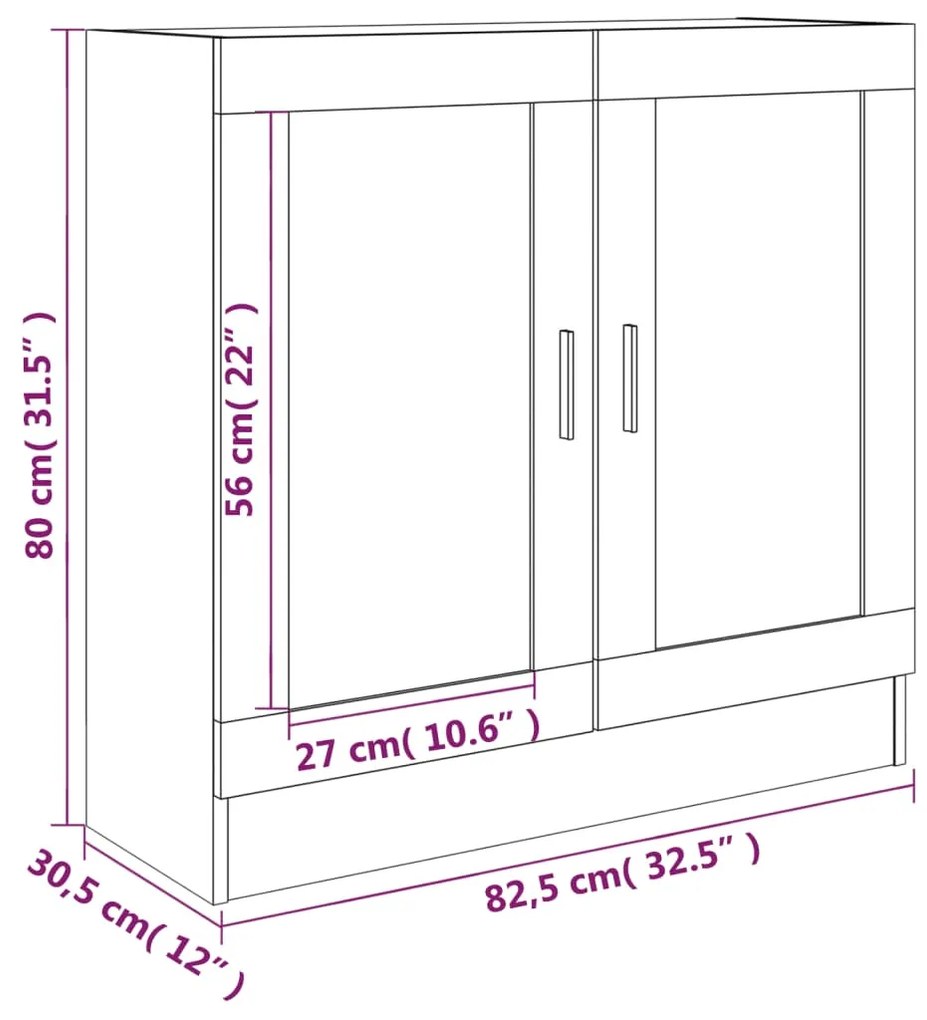 Vitrine 82,5x30,5x80 cm derivados madeira carvalho castanho