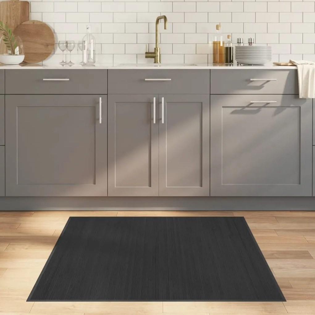 vidaXL Tapete quadrado 100x100 cm bambu cinzento