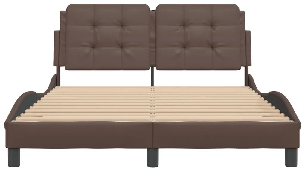 Estrutura cama c/ cabeceira 120x200cm couro artificial castanho