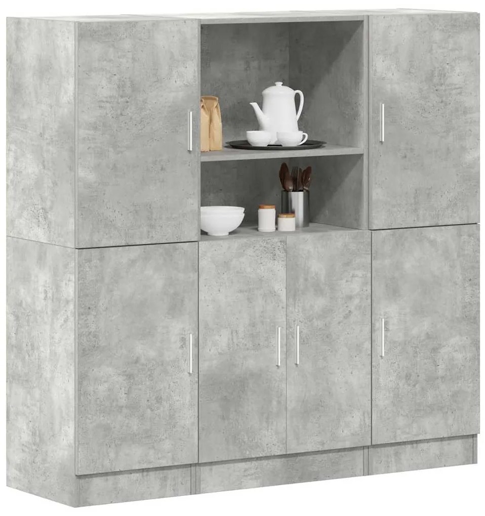 3 pcs armário de cozinha conjunto deriv. madeira cinza cimento
