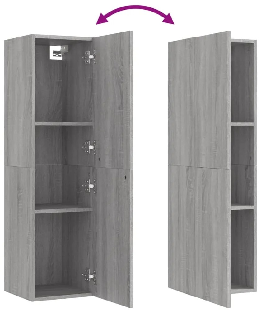 Móveis p/ TV de parede 2 pcs 30,5x30x110 cm cinzento sonoma