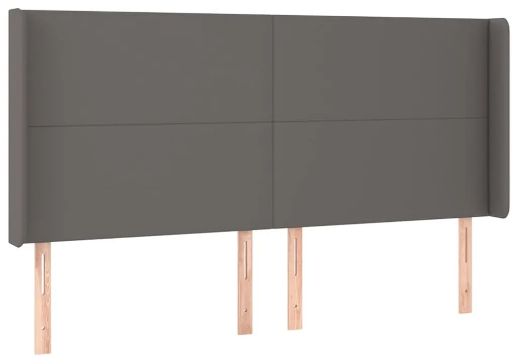 Cabeceira cama c/ LED couro artif. 183x16x118/128 cm cinzento