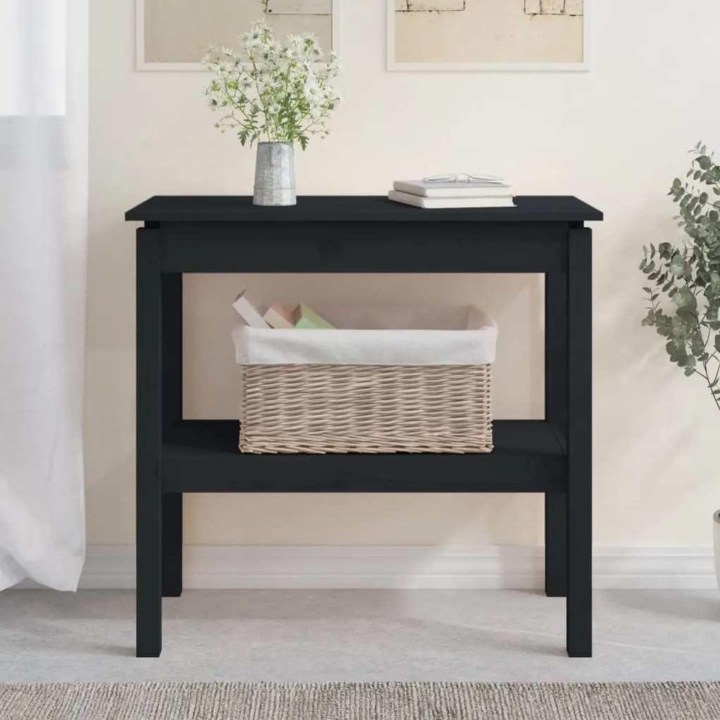 vidaXL Mesa consola 80x40x75 cm madeira de pinho maciça preto