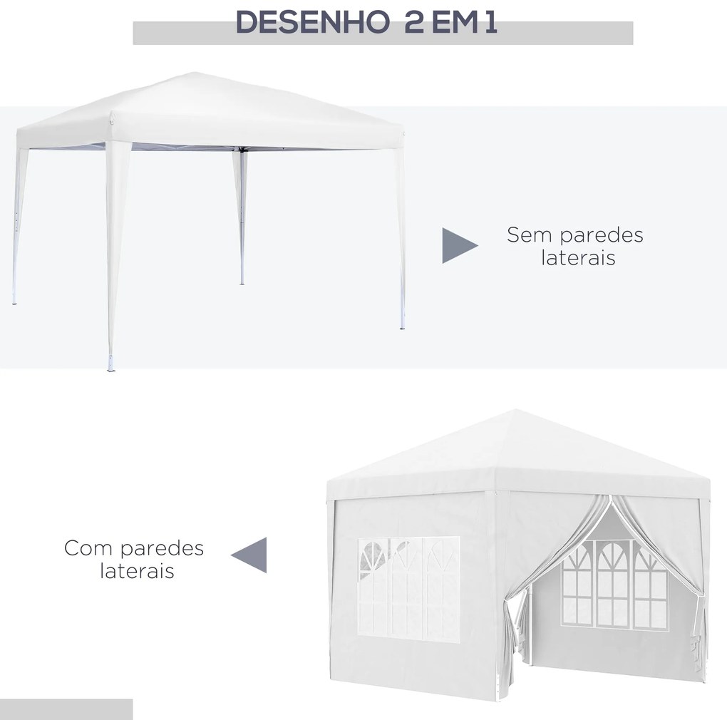 Tenda de Jardim com Paredes Laterais Amovíveis Janelas Porta com Zíper