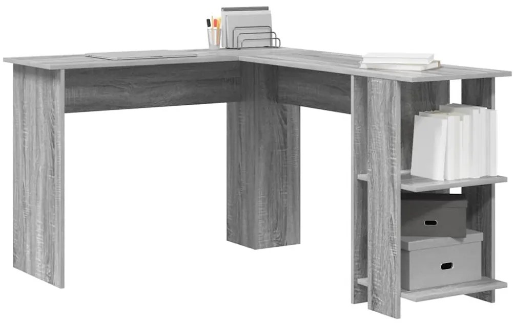 Mesa de canto cinza Sonoma com armazenamento 140x113,5x75cm