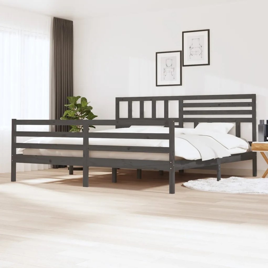 3101110 vidaXL Estrutura de cama 200x200 cm madeira maciça cinzento