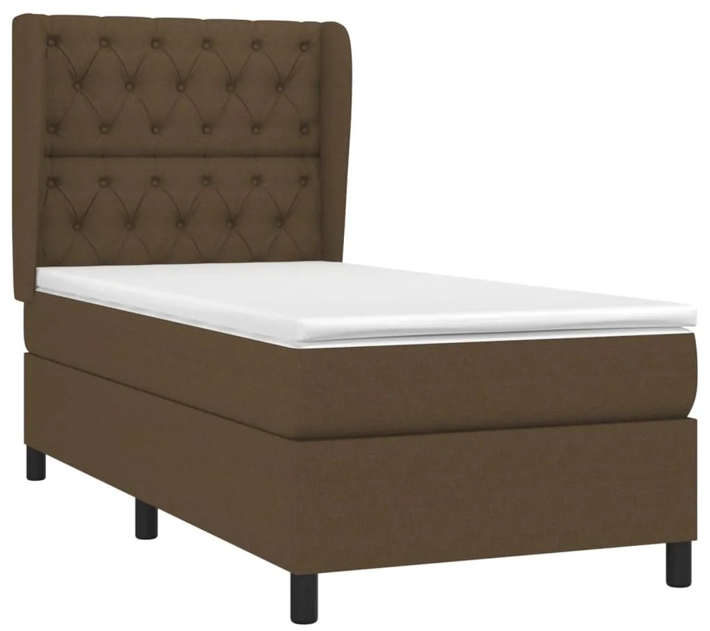 Cama com molas/colchão 80x200 cm tecido castanho-escuro