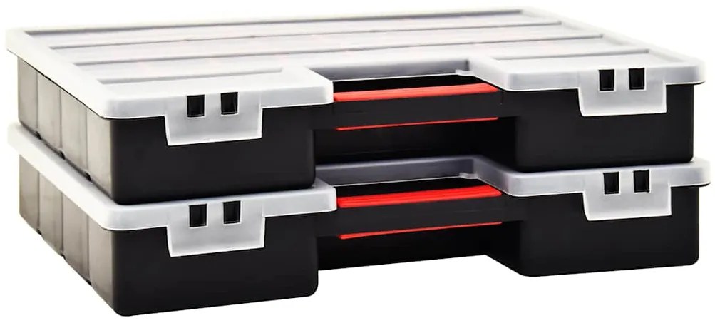 Caixas com divisórias ajustáveis 2 pcs 460x325x80 mm plástico