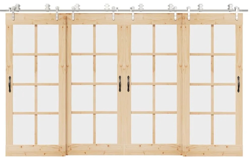 Kit ferragens p/ porta deslizante 183cm aço inoxidável prateado