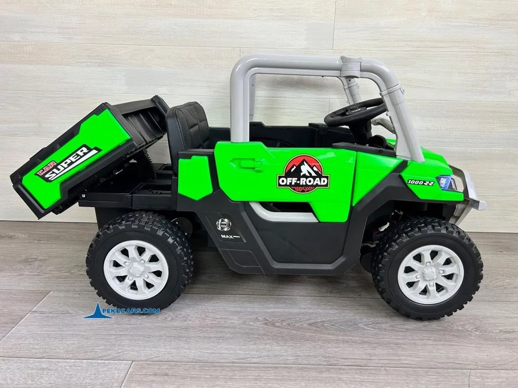 Carro elétrico para crianças 1 a 6 anos 12V 4x4 Buggy 1000RR rodas borracha e controlo remoto Verde