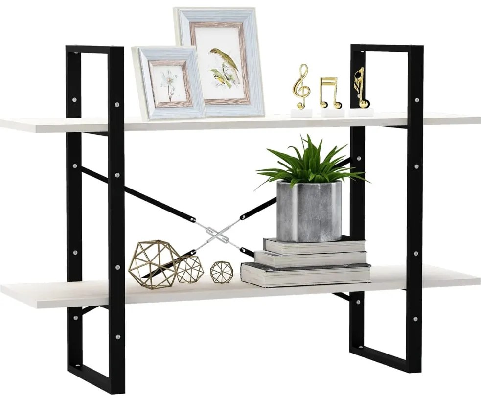 Estante com 2 prateleiras 100x30x70 cm pinho maciço branco
