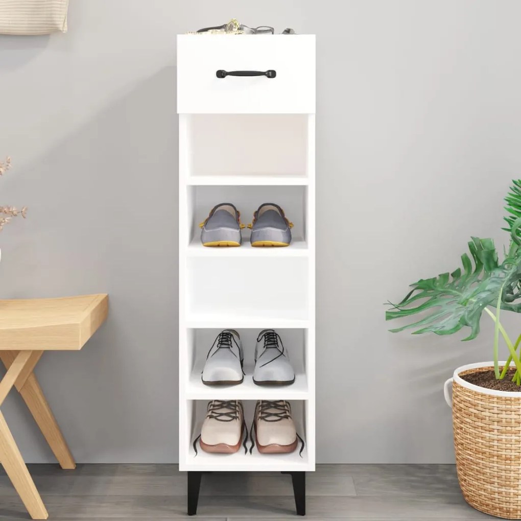 vidaXL Sapateira 30x35x105 cm derivados de madeira branco brilhante