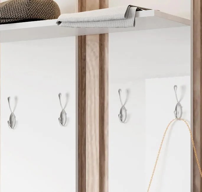 Conjunto de Entrada Setúbal – Branco Brilhante – Móvel, Espelho e Cabi