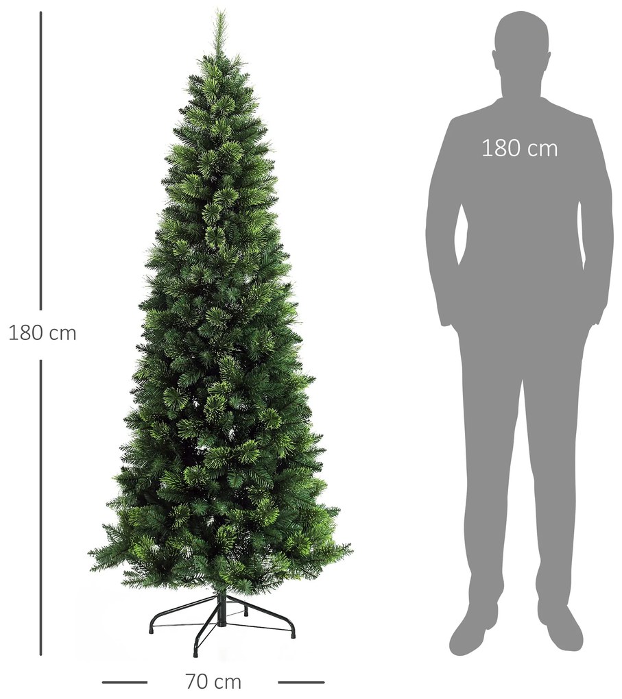 HOMCOM Árvore de Natal Artificial 180 cm Árvore de Natal com 648 Ramos