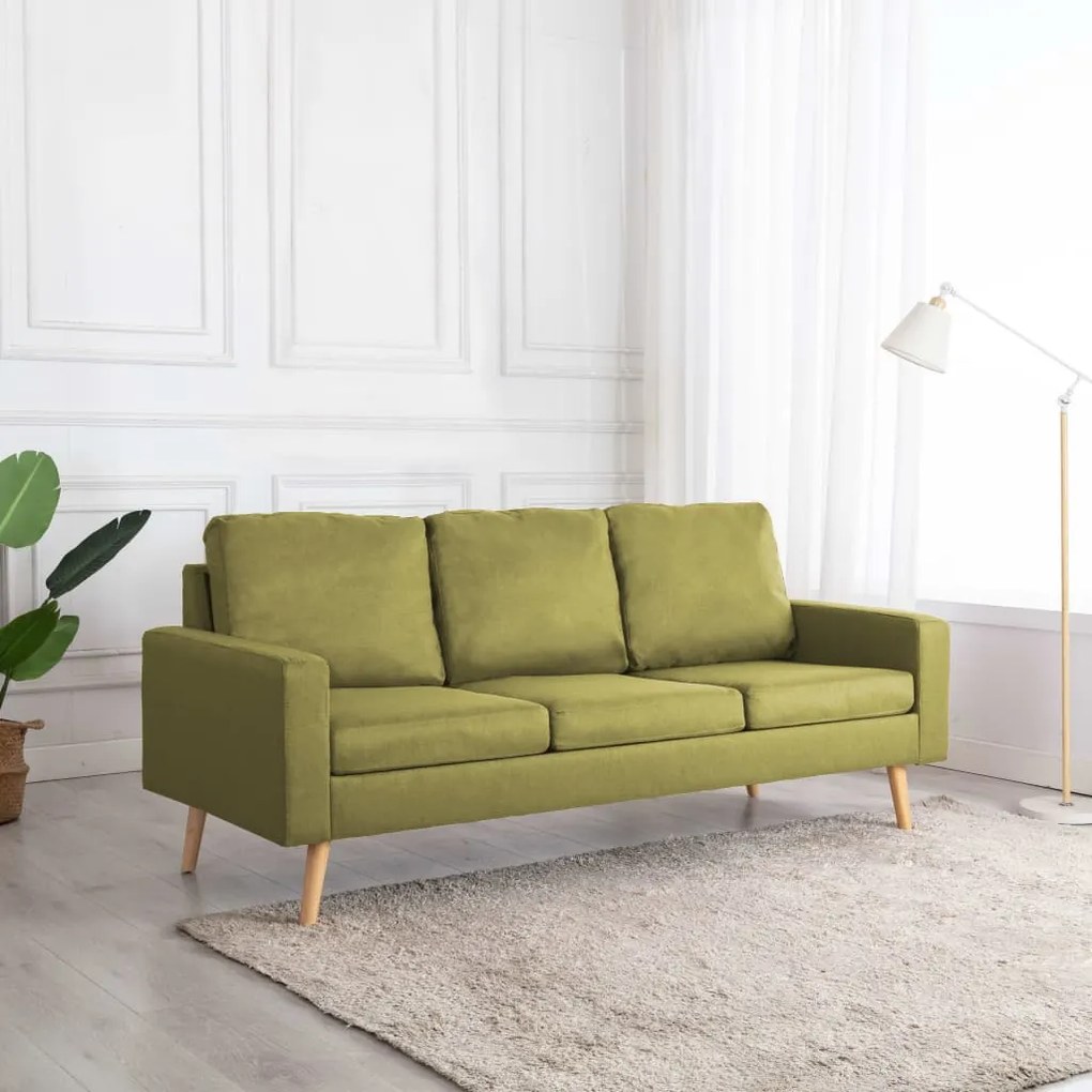 vidaXL Sofá de 3 lugares tecido verde