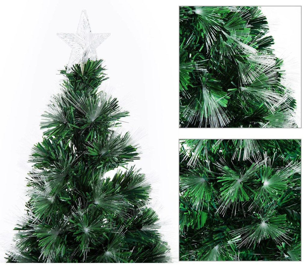 Árvore de Natal Verde Φ 80 x 180 cm Árvore de Fibra Óptica com 28 Luzes