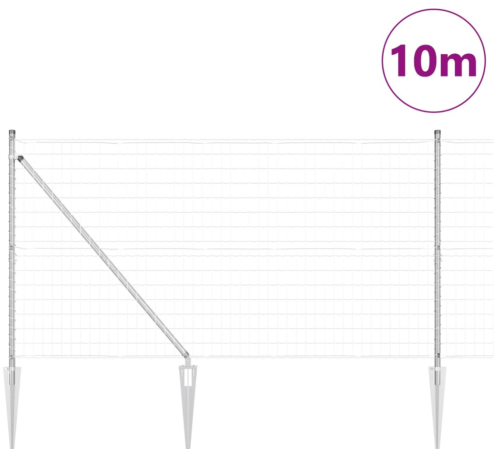 Cerca Euro da com 7 Postes de Espinho 1.4x10 m Aço Galvanizado