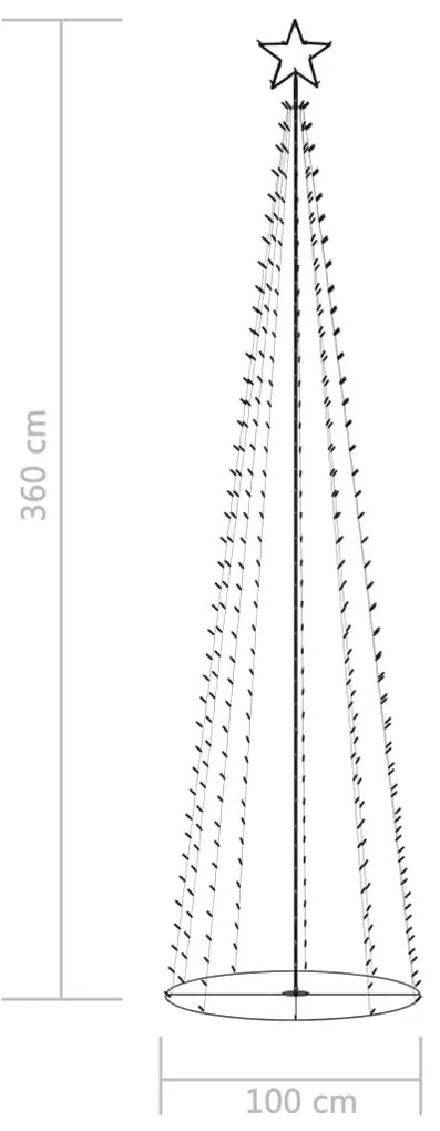 Árvore de Natal em cone 400 luzes LED multicor 100x360 cm