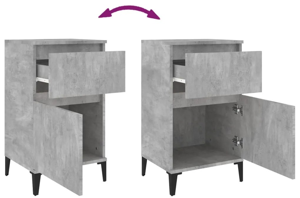 Mesas de cabeceira 2 pcs 40x35x70 cm cinzento cimento