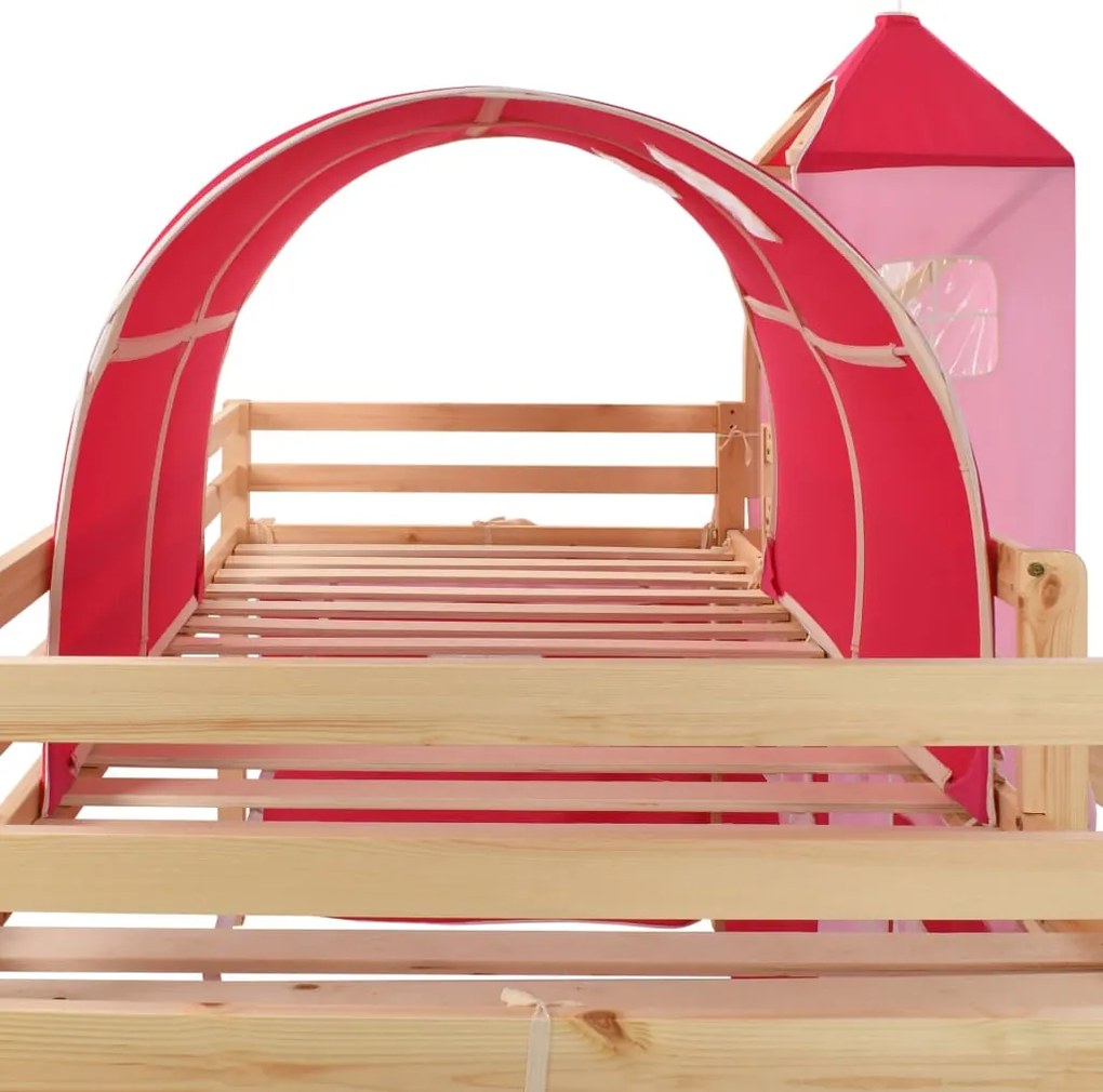 Estrutura cama infantil c/ escorrega e escada pinho 208x230cm