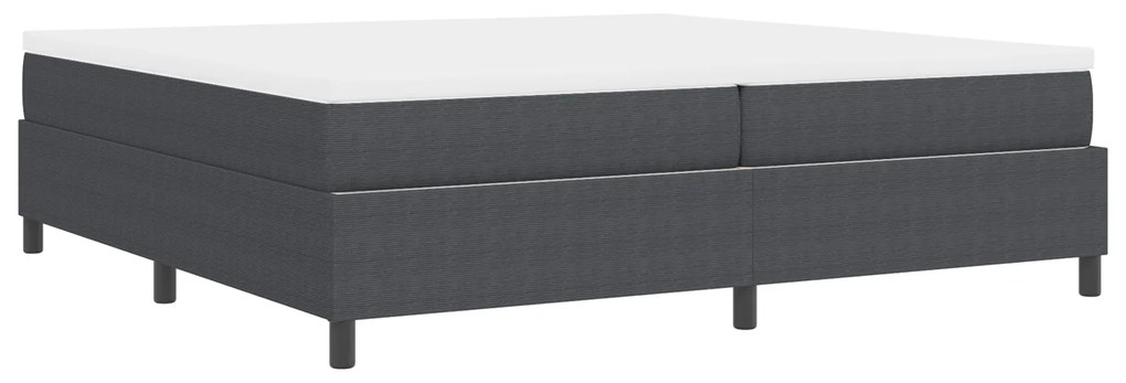 Cama Box com Colchão Cinza Escuro, 200 x 200 cm, Tecido de Corduroy.