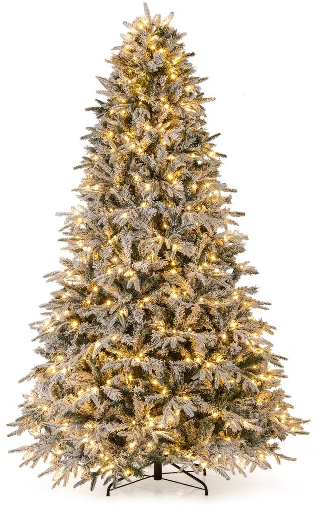 Árvore de Natal artificial de 240 cm com (DECORAÇÕES NÃO INCLUIDAS) pré-iluminada com 460 luzes LED brancas quentes Pontas dos ramos Verde e Branco