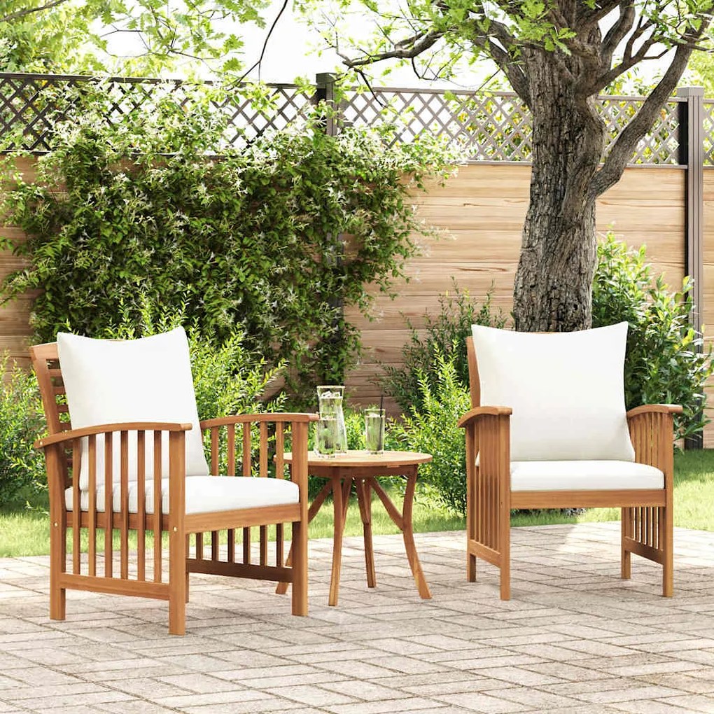 vidaXL Cadeiras de jardim c/ almofadões 2 pcs madeira acácia