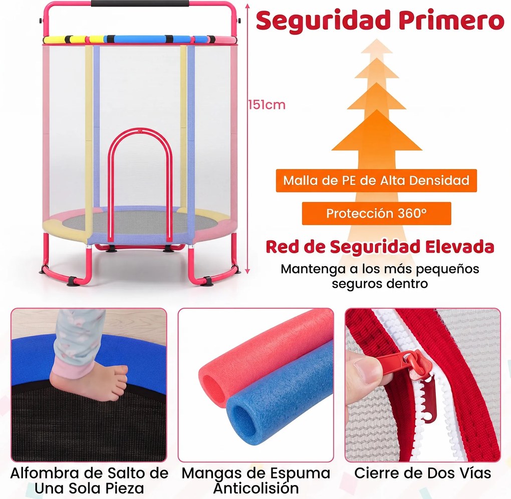Trampolim Infantil Multifuncional, 154 x 154 x 210 cm, Seis Atividades, Multicolor
