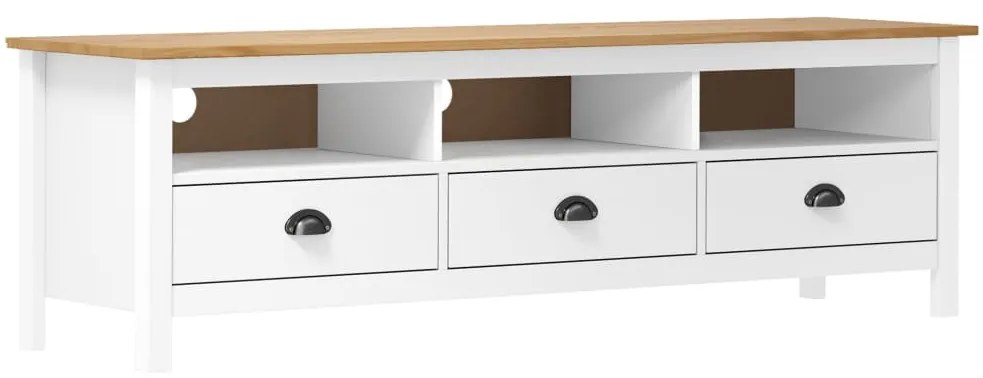 vidaXL Móvel de TV Hill 158x40x47 cm pinho maciço branco