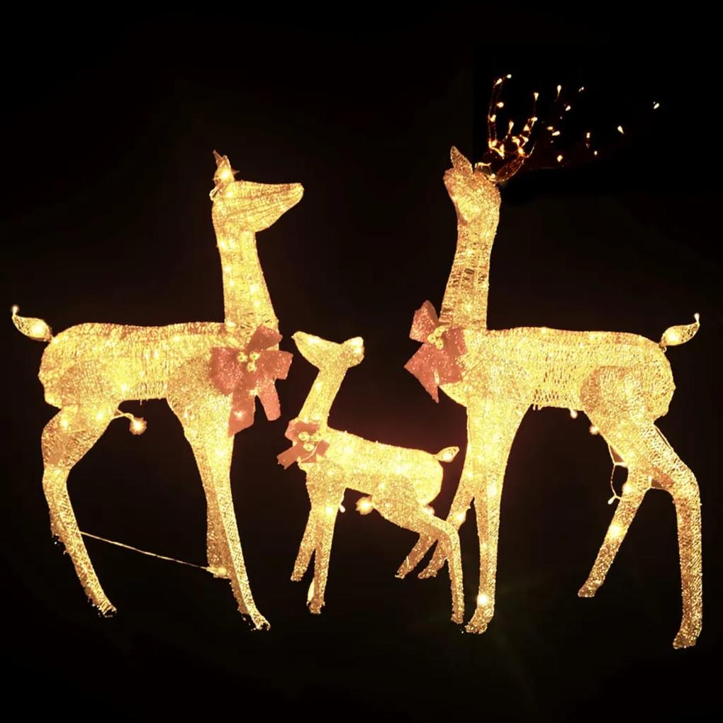 Família de renas decorativas de Natal 201 luzes LED dourado