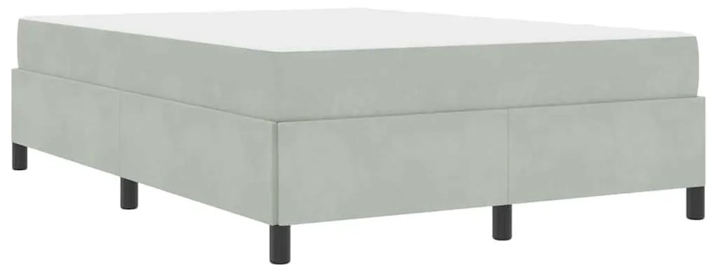 Estrutura da Cama Branco e Cinza Claro 160 x 200 cm Veludo