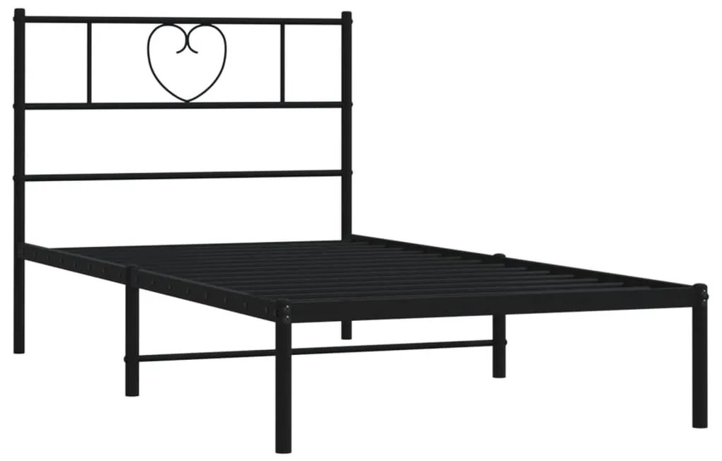Estrutura de cama com cabeceira 80x200 cm metal preto