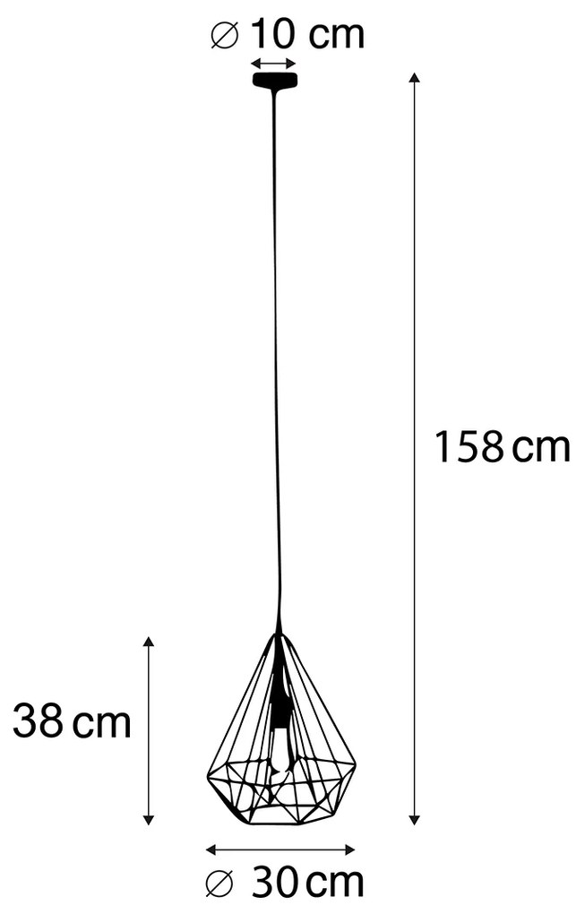 Candeeiro suspenso inteligente industrial dourado com WiFi ST64 - Carcass