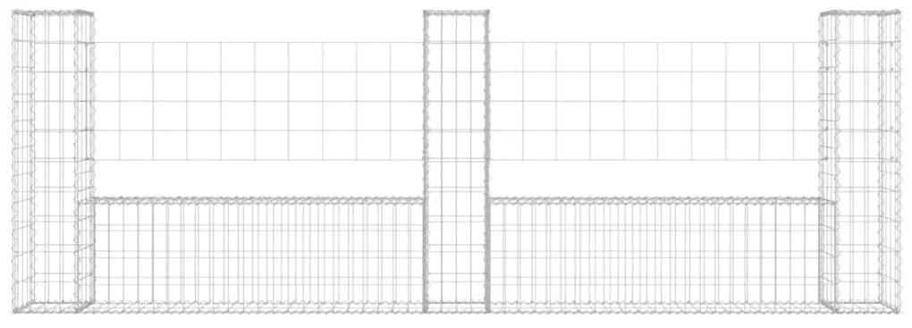 Cesto gabião em forma de U c/ 3 postes 260x20x100 cm ferro