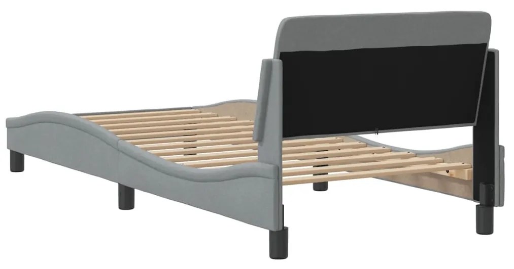 Estrutura de cama sem colchão 90x200 cm tecido cinzento-claro