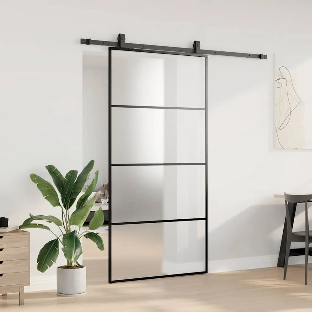 Porta desliz. c/ conj. ferragens 102,5x205cm vidro ESG preto