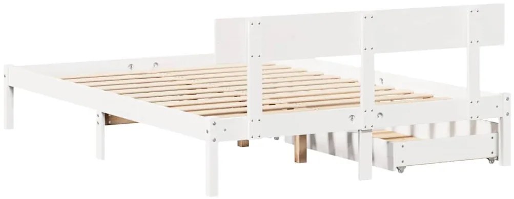 Cama sem colchão 120x200 cm madeira de pinho maciça branco