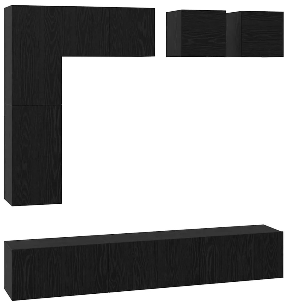 Conjunto de móvel de TV 8 pcs Carvalho preto Madeira processada
